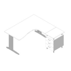 Orbis bureauset 1 bureau 1 staand ladeblok tafel HxBxD 730x1600x1650 mm C-voet aanbouw rechts wit 182570