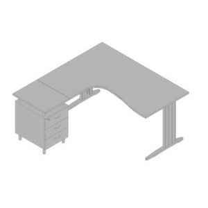 Orbis bureauset 1 bureau 1 staand ladeblok tafel HxBxD 730x1600x1650 mm C-voet aanbouw links grijs 182582