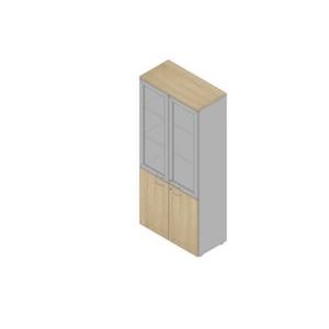 Orbis kantoorkast met glazen deuren HxBxD 2000x900x450 mm glazen deuren met frame 4x houten vloer 5 OH romp aluminium front eiken 183188