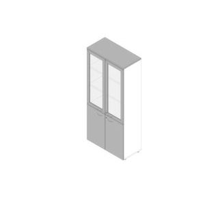 Orbis kantoorkast met glazen deuren HxBxD 2000x900x450 mm glazen deuren met frame 4x houten vloer 5 OH romp wit front grijs 183191