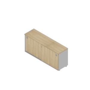 Orbis kantoor-schuifdeurkast HxBxD 730x1600x450 mm 1x houten vloer 2 ordnerhoogtes romp aluminium front eiken 183243