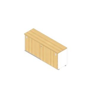 Orbis kantoor-schuifdeurkast HxBxD 730x1600x450 mm 1x houten vloer 2 ordnerhoogtes romp wit front beuken 183244