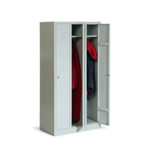 Orbis garderobe- en vakkenkast HxBxD 1800x900x500 mm 3 vakken vak B 300 mm draaigrendel sokkel romp RAL 7035 front RAL 7035 183529