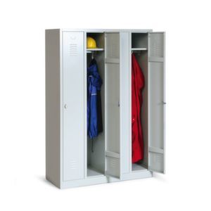 Orbis garderobe- en vakkenkast HxBxD 1800x1200x500 mm 4 vakken vak B 300 mm draaigrendel sokkel romp RAL 7035 front RAL 7035 183537