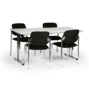 Orbis vergadermeubilair 4 stoelen 1 tafel zitting stof zwart blad lichtgrijs tafel HxBxD 750x1200x800 mm 183588