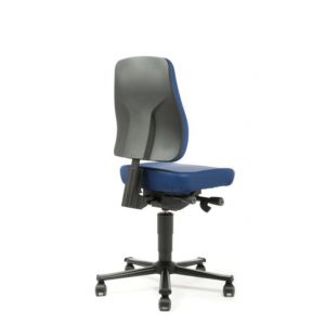 Orbis werkplaatsstoel kunstleer zitting H 450-600 mm neiging-diepte zitting verstelbaar wielen blauw 184235