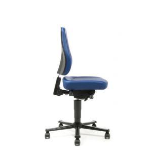 Orbis werkplaatsstoel kunstleer zitting H 450-600 mm neiging-diepte zitting verstelbaar wielen blauw 184235