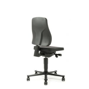 Orbis werkplaatsstoel PU-schuim zitting H 450-600 mm neiging-diepte zitting verstelbaar wielen zwart 184236