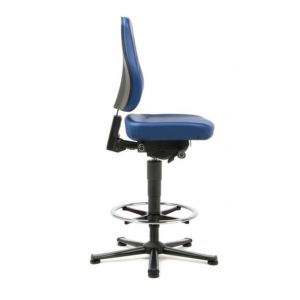 Orbis werkplaatsstoel kunstleer zitting H 570 - 830 mm neiging-diepte zitting verstelbaar met glijders voetring blauw 184238