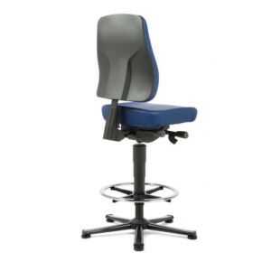 Orbis werkplaatsstoel kunstleer zitting H 570 - 830 mm neiging-diepte zitting verstelbaar met glijders voetring blauw 184238