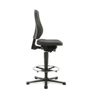Orbis werkplaatsstoel PU-schuim zitting H 570 - 830 mm neiging-diepte zitting verstelbaar met glijders voetring zwart 184239