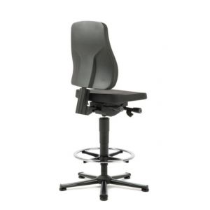 Orbis werkplaatsstoel PU-schuim zitting H 570 - 830 mm neiging-diepte zitting verstelbaar met glijders voetring zwart 184239