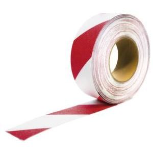 Orbis vloermarkeertape L 18,3 m B 50 mm antislip rood-wit 184419