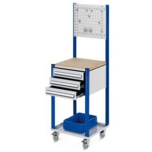 Orbis verrijdbaar werkstation HxBxD 1730x500x500 mm met sleufplaat 3 laden RAL 7035-RAL 5010 143248