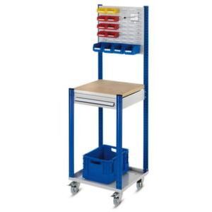 Orbis verrijdbaar werkstation HxBxD 1730x500x500 mm met geperforeerde plaat 1 lade RAL 7035-RAL 5010 143246