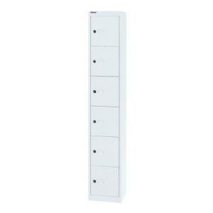 Orbis lockersysteem HxBxD 1802x305x457 mm 1x6 vakken plaatstaal verkeerswit 185614