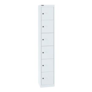 Orbis lockersysteem HxBxD 1802x305x457 mm 1x6 vakken plaatstaal verkeerswit 185614