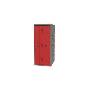 Orbis kunststof locker HxBxD 910x385x470 mm slot met draaivergrendeling romp grijs front rood 213822