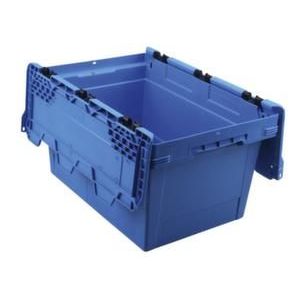 Orbis Euronorm-stapelbak HxLxB 349x600x400 mm polypropyleen blauw wanden gesloten legbord gesloten met krokodildeksel 215443