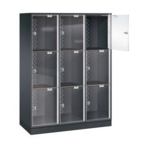 Orbis grootvolume-lockersysteem HxBxD 1750x1220x500 mm 3x3 vakken cilinderslot sokkel romp RAL 7021 217667