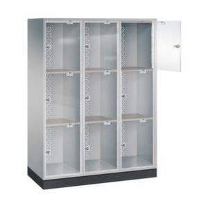 Orbis grootvolume-lockersysteem HxBxD 1750x1220x500 mm 3x3 vakken cilinderslot sokkel romp RAL 9006 217670