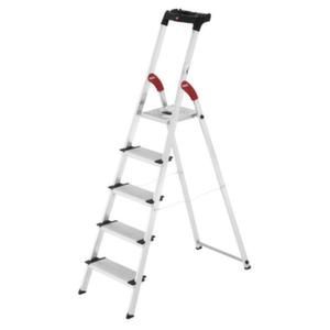 Orbis trapladder aluminium bordes H 1,06 m 5 treden treden extra diep bak 218569