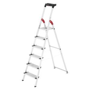 Orbis trapladder aluminium bordes H 1,28 m 6 treden treden extra diep bak 218570