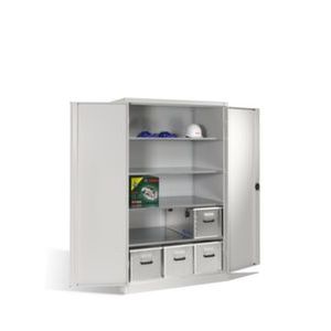 Orbis zwaarlastkast met openslaande deuren HxBxD 1950x1200x800 mm 4x stalen bodem cilinderslot romp RAL 7035 front RAL 7035 142345