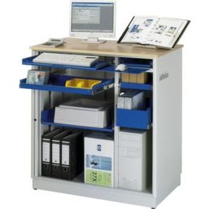 Orbis PC-kast HxBxD 1100x1030x660 mm uittrekbaar legbord 3 laden romp RAL 7035 front RAL 7035 blad beuken 218614