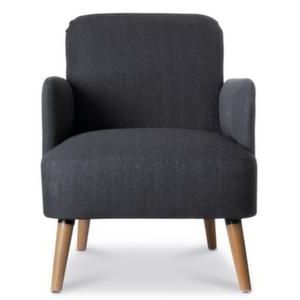 Orbis fauteuil 1-zits met armleuningen stof antraciet HxBxD 790x620x770 mm 4 voeten beuken 219519