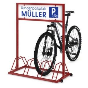 Orbis fietsenrek met reclamevlak L 1000 mm 4 rekken beide zijden met wielen RAL 9010 185650