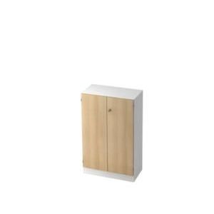 Orbis kantoorkast met openslaande deuren HxBxD 1270x800x420 mm 3x houten vloer 3 ordnerhoogtes romp wit front eiken 220340