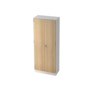 Orbis kantoorkast met openslaande deuren HxBxD 2000x800x420 mm 4x houten vloer 5 ordnerhoogtes romp wit front eiken 220342