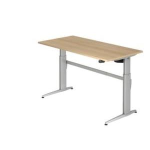 Orbis elektrisch in hoogte verstelbaar bureau HxBxD 720-1190x1600x800 mm blad eiken C-voet RAL 9006 220358