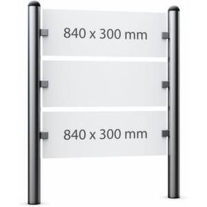 Orbis bedrijfsbord voor buiten HxB 1300x1040 mm 3tekstvelden staander aluminium zilverkleurig voor inbetonneren 220474