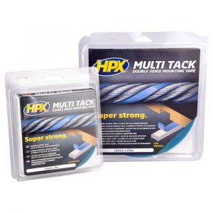 HPX dubbelzijdige Multi-tack polyester tape semi-transparant 12 mm x 25 m PA1225