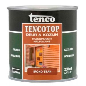 TencoTop Deur en Kozijn houtbeschermingsbeits transparant halfglans iroko teak 0,25 L blik 11052201