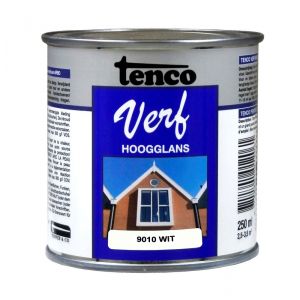 TencoVerf lakverf dekkend hoogglans RAL 9010 wit 0,25 L blik 11270001