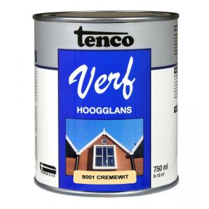 TencoVerf lakverf dekkend hoogglans RAL 9010 cremewit 0,75 L blik 11270102