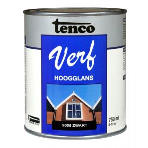 TencoVerf lakverf dekkend hoogglans RAL 9005 zwart 0,75 L blik 11270202