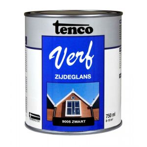 TencoVerf lakverf dekkend zijdeglans RAL 9005 zwart 0,75 L blik 11280202