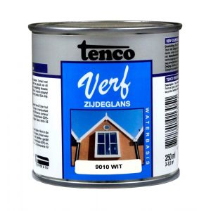 TencoVerf lakverf dekkend zijdeglans RAL 9010 wit 0,25 L blik waterbasis11290001