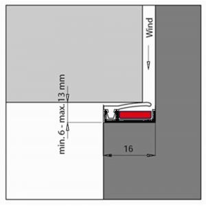 Ellen inbouwprofiel tochtband aluminium voor 6 mm afbouwspeling AIB 3N XL Fire zelfklevend 300 cm 310110993