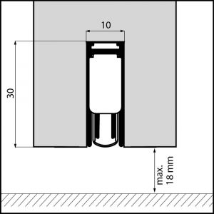 Ellen automatische valdorpel geluidsdempend aluminium EM Ellen Matic Slim Soundproof 1228 mm