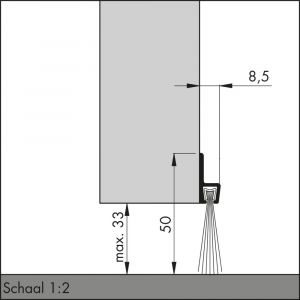 Ellen tochtprofiel opbouw met borstel aluminium IBS-50 300 cm 40700030