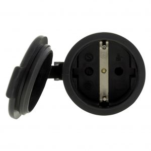 Q-Link contrastekker randaarde rubber 10/16A zwart 00.110.41