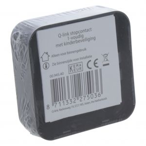 Q-Link contactdoos opbouw 1-voudig met kind-aanraakbeveiliging zwart 00.945.40