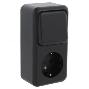 Q-Link contactdoos opbouw combinatie wissel zwart 00.945.68
