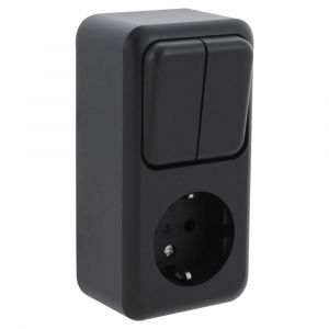 Q-Link contactdoos opbouw combinatie serie zwart 00.945.71