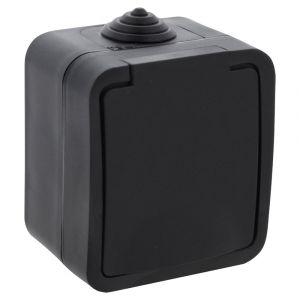 Q-Link contactdoos opbouw 1-voudig met randaarde spatwaterdicht IP54 zwart 00.946.42